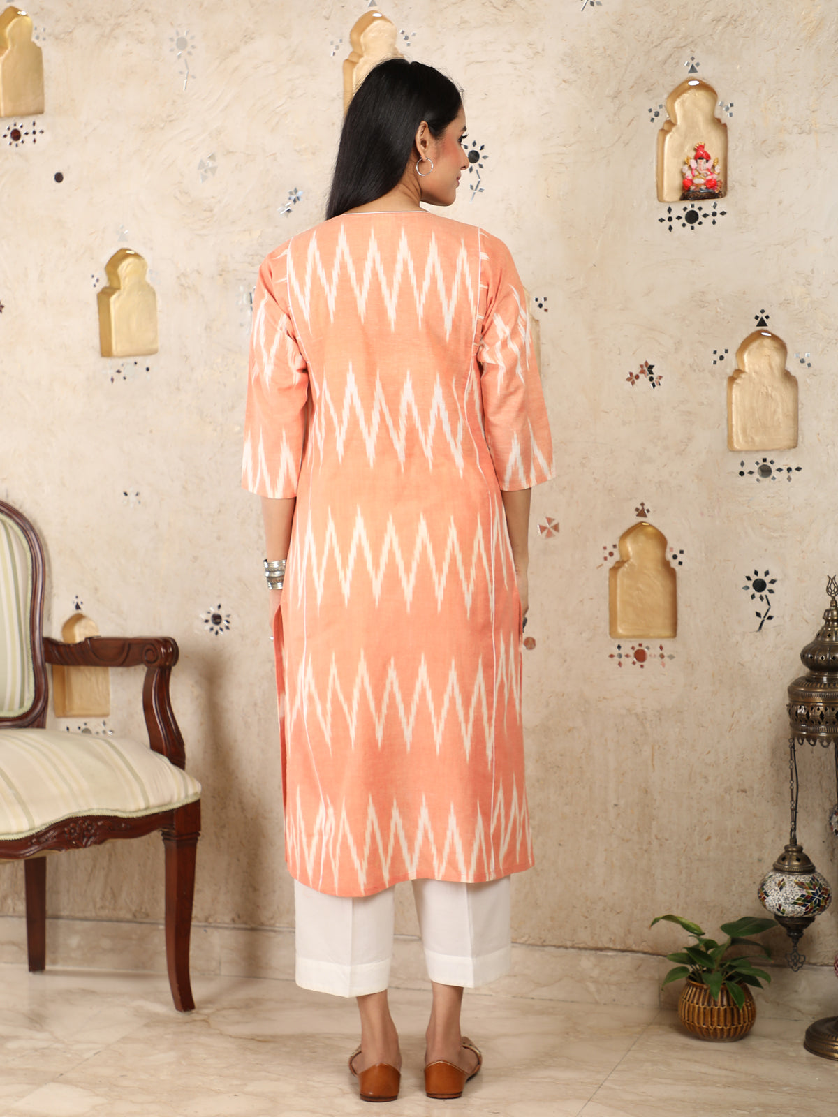 Peach Ikkat Kurta UCK22068
