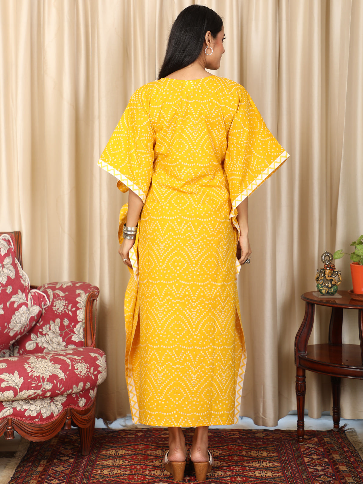 Polkadot Yellow Kaftan UKAF22059