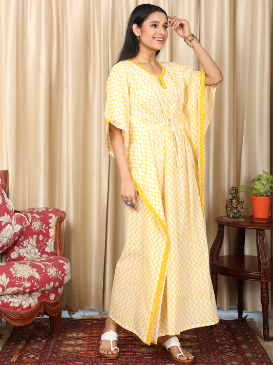 Yellow Lehriya Kaftan UKAF22060