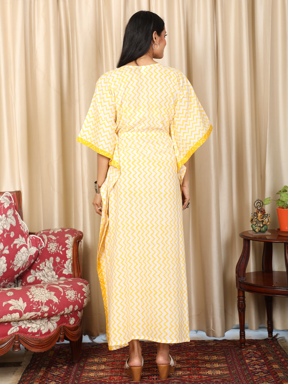 Yellow Lehriya Kaftan UKAF22060