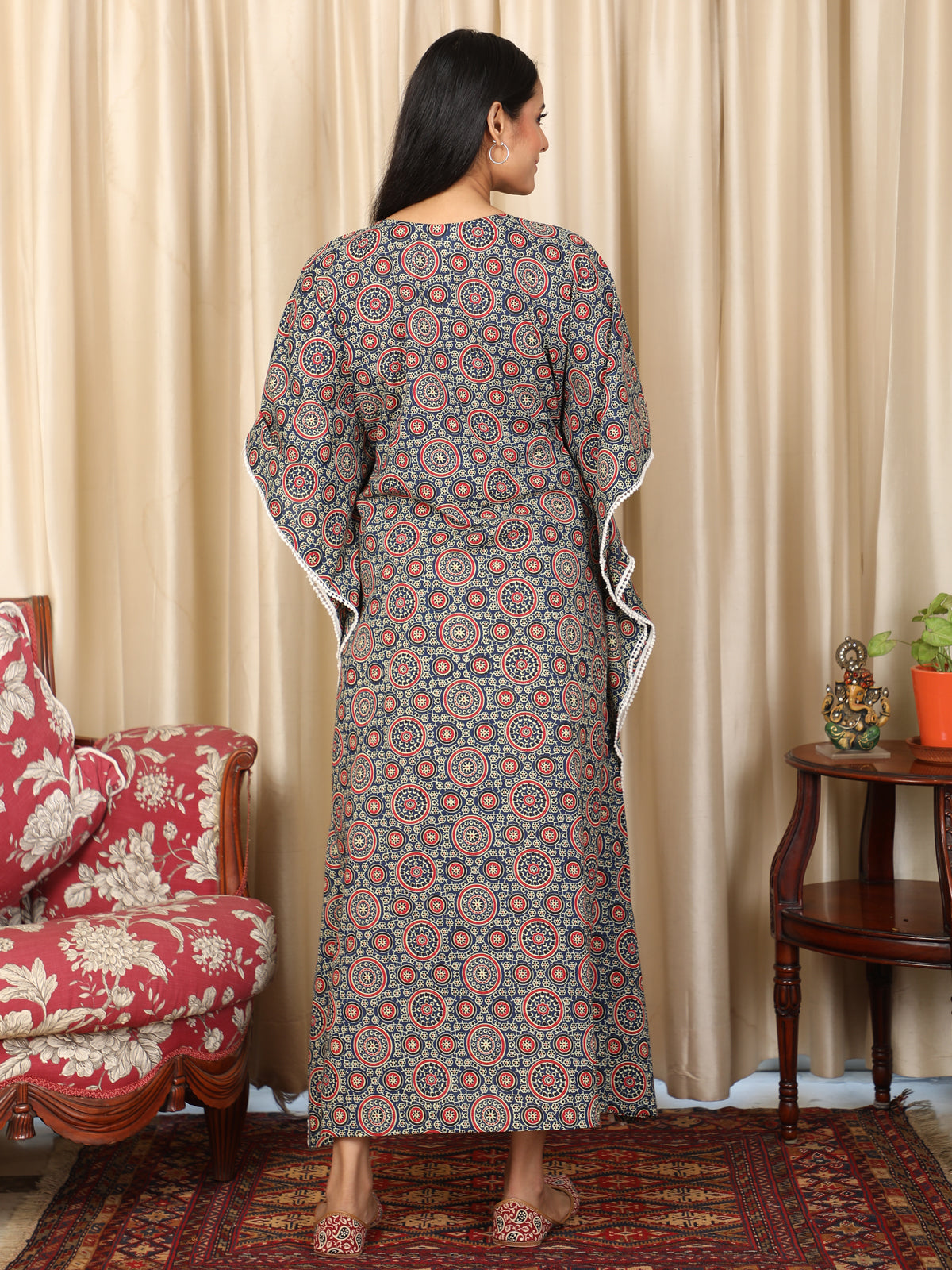 Geometric Print Blue Kaftan UKAF22069
