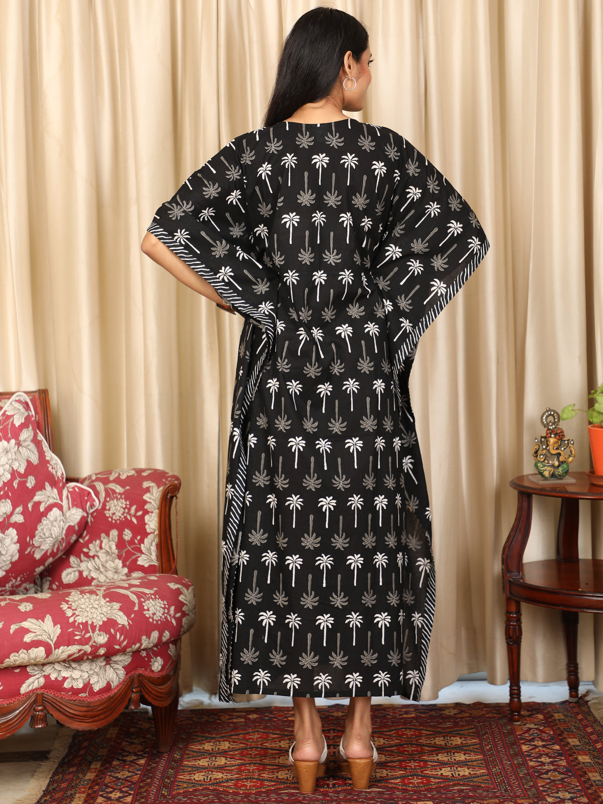 Black and White Print Kaftan UKAF22072
