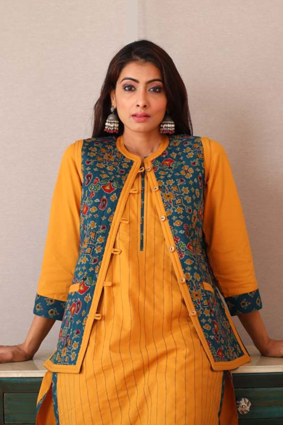Green Baisah Printed Quilted Jacket UCJ0002
