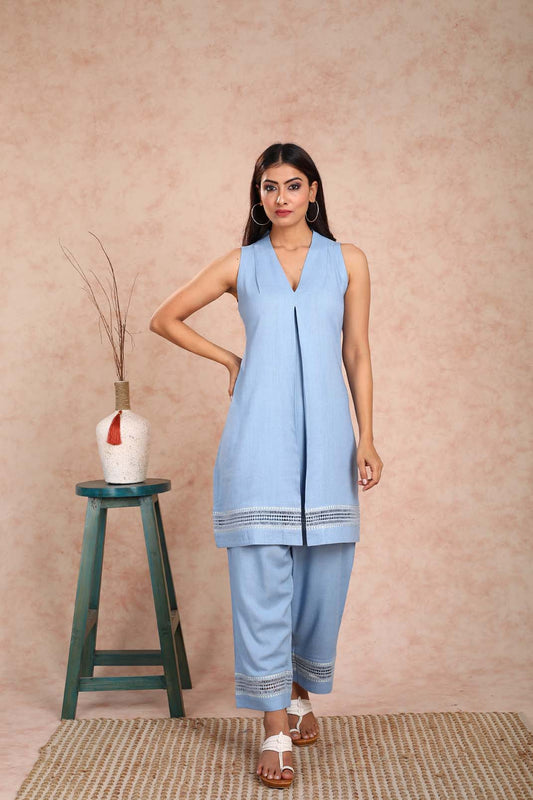 Ethereal Powder Blue Linen Co-ord Set