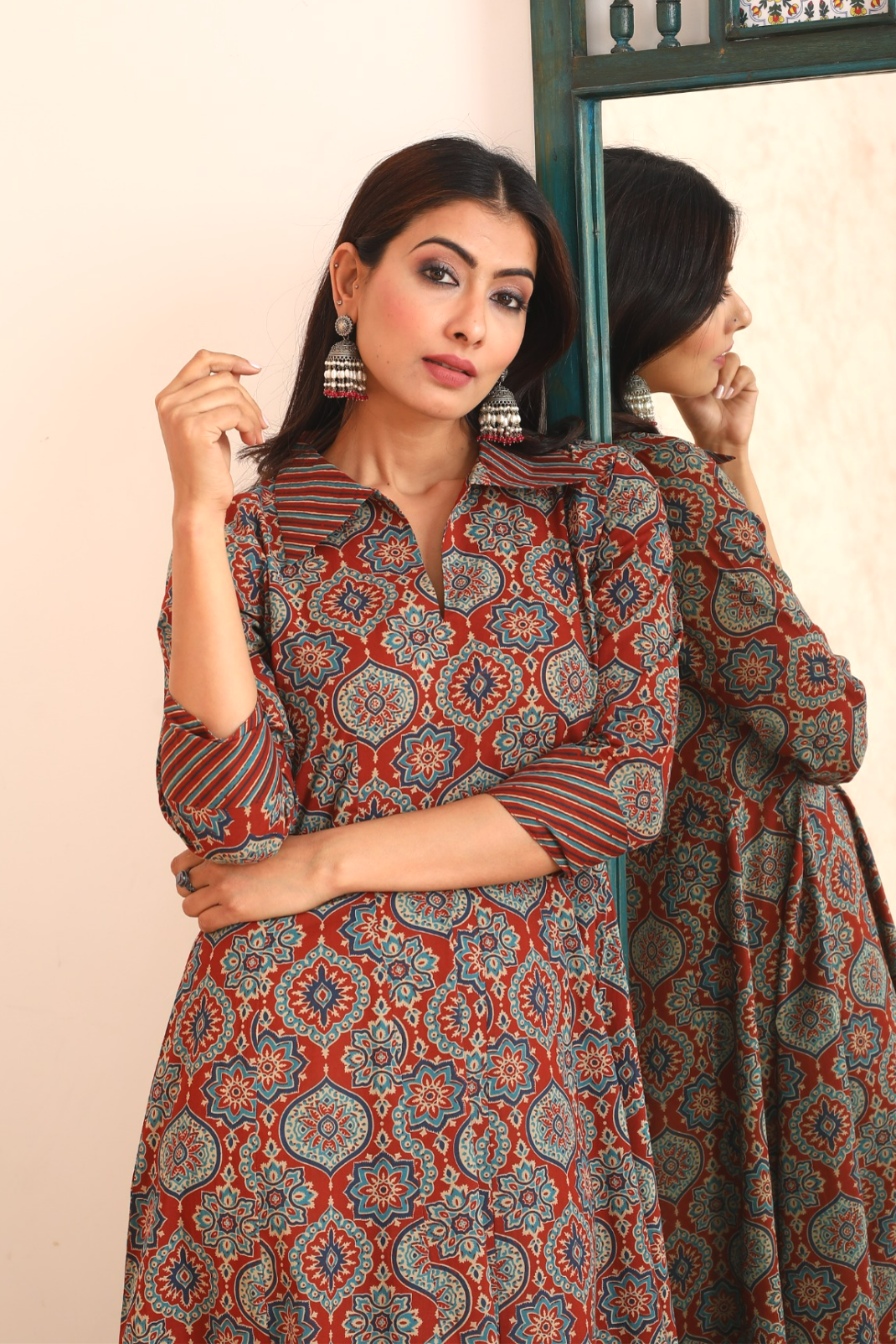 navi-nari-rust-full-length-collar-dress
