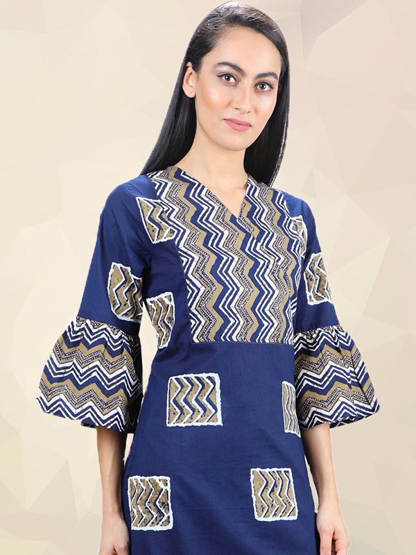 Indigo and Gold Kurta Palazzo Set UCEN19019