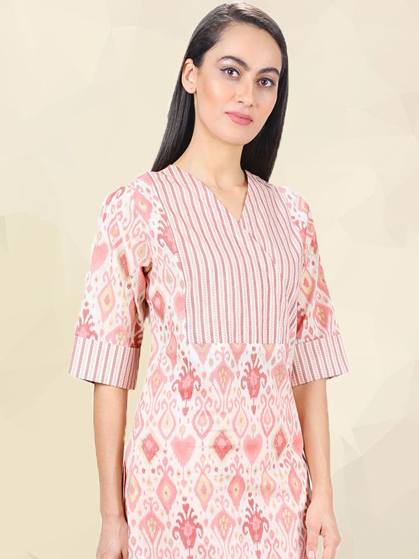 New Design Pink Ikat Kurti UCK22003