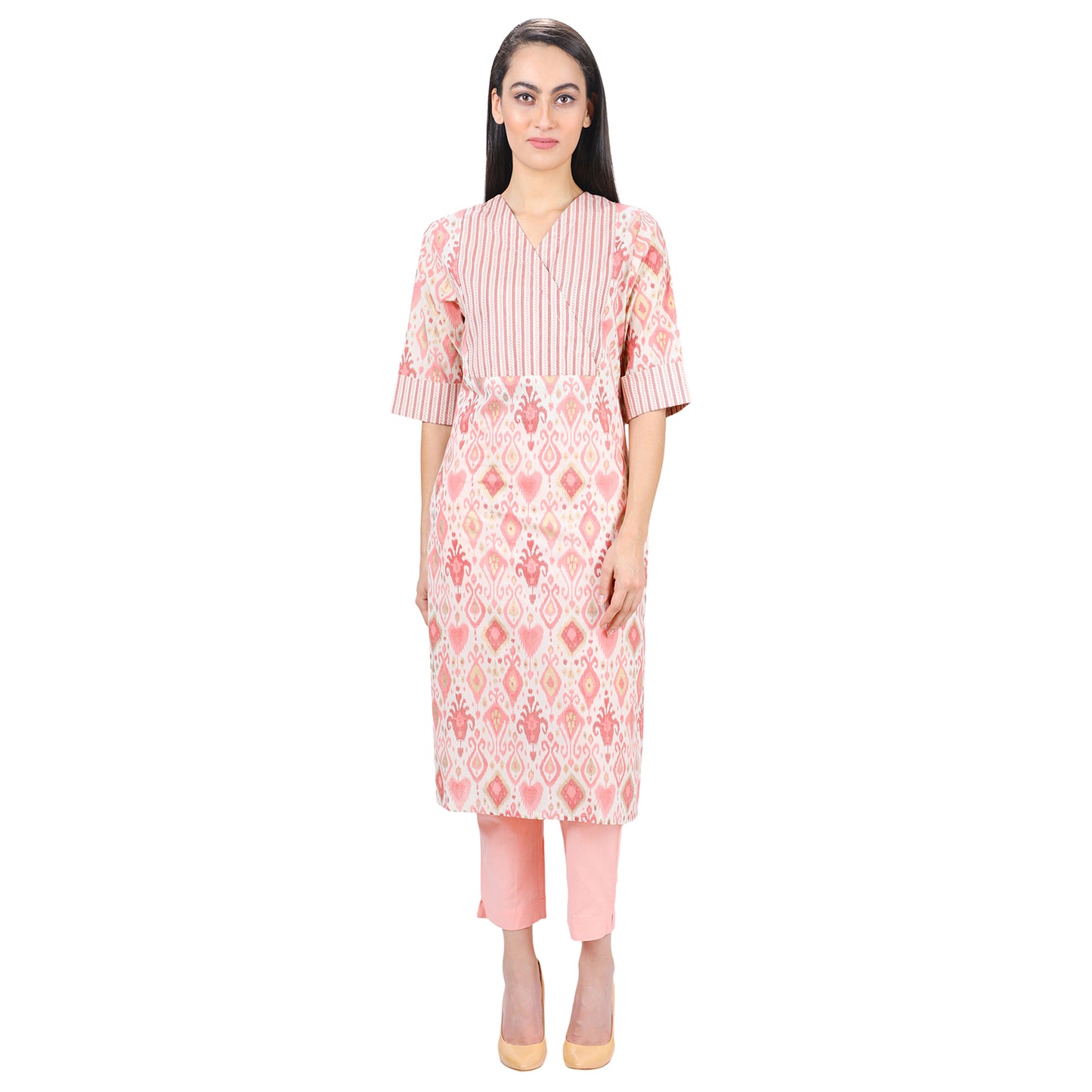 New Design Pink Ikat Kurti UCK22003