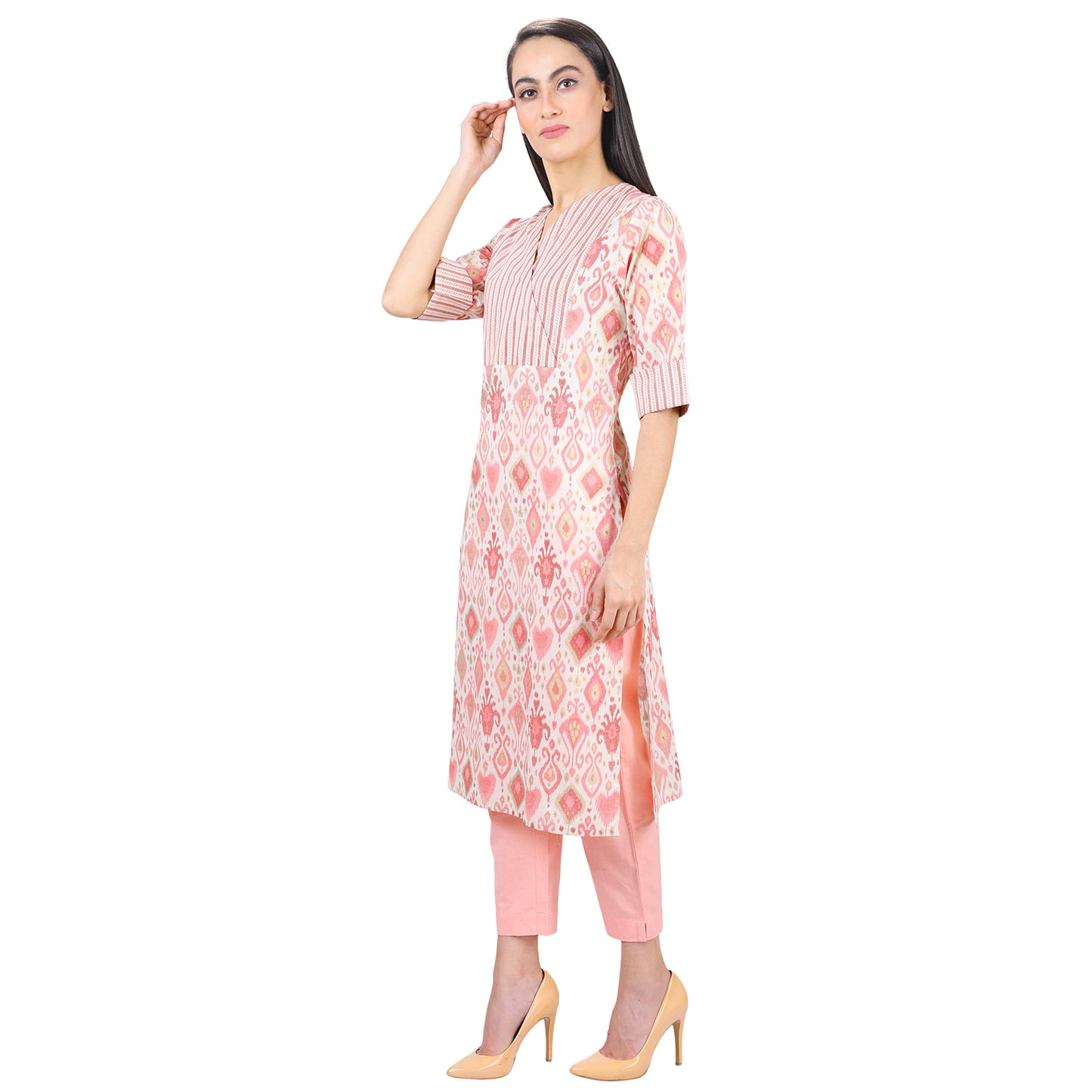New Design Pink Ikat Kurti UCK22003