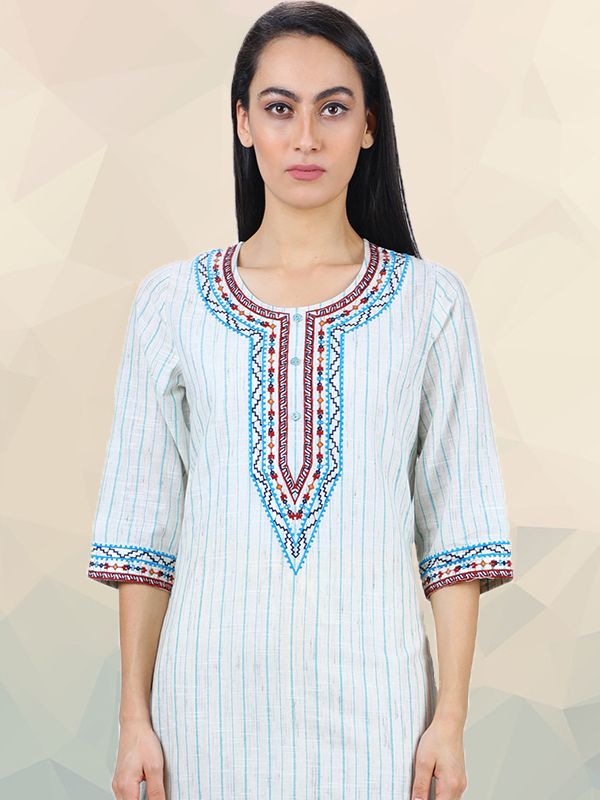 Handloom Embroiderd Office Wear Kurti UCK22016