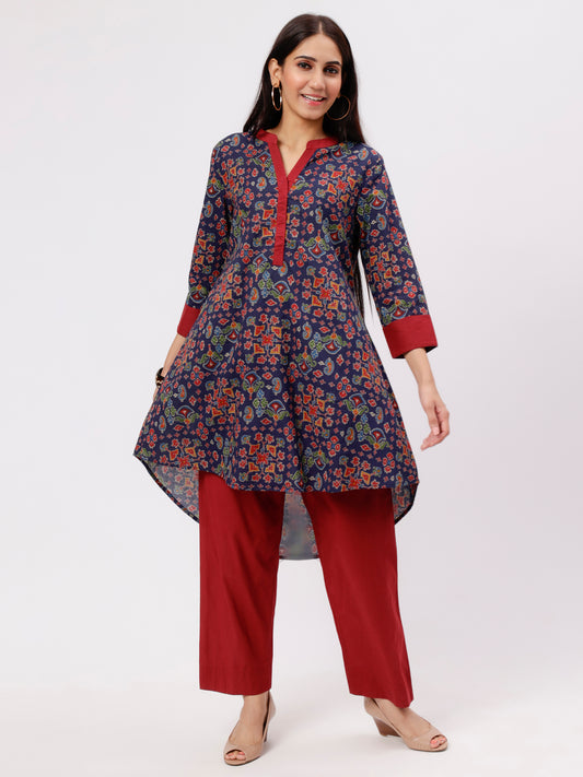 Blue And Red Baisah Co-ord Set UCEN22186