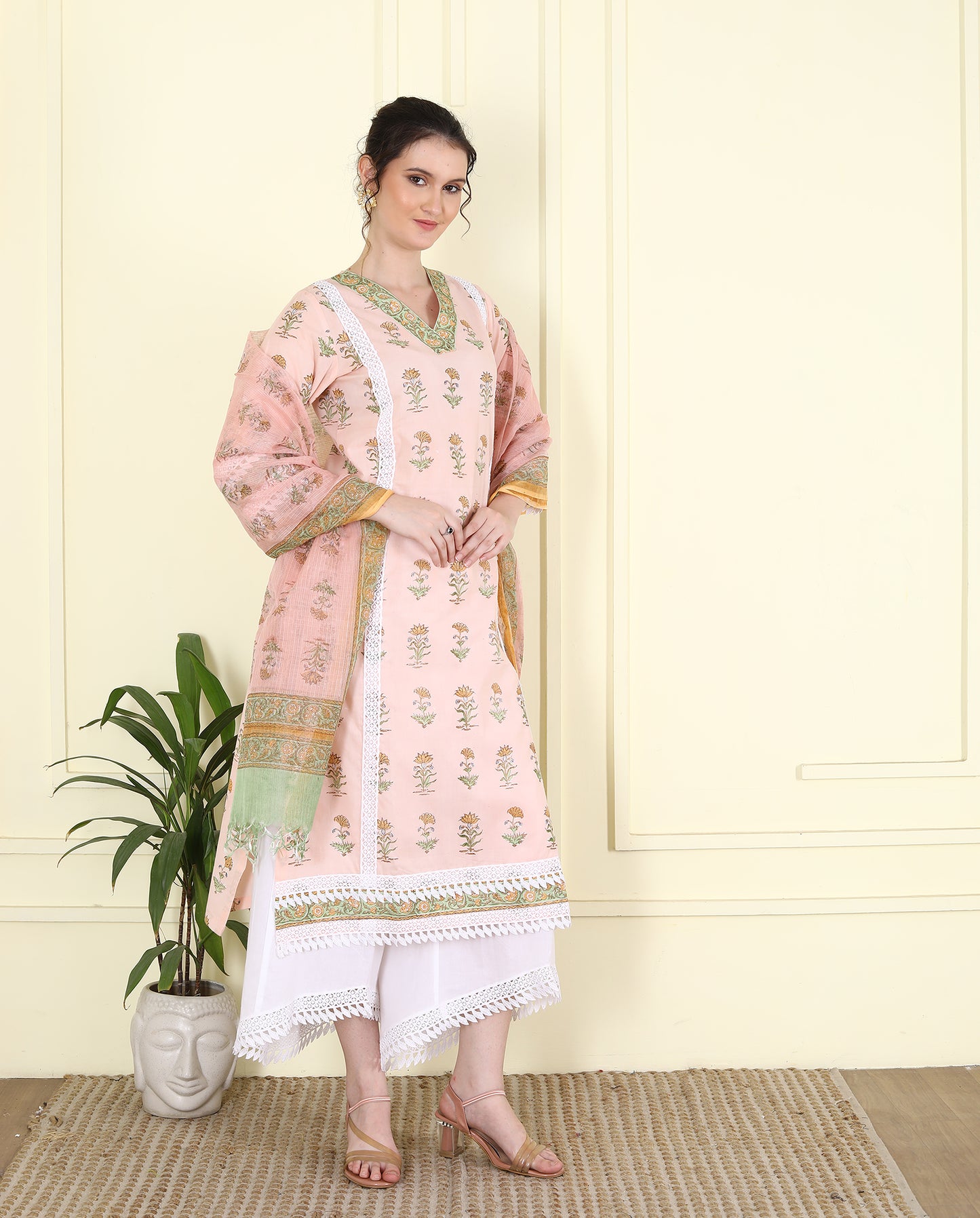 Cotton Mulmul Peach Colored Kurta UCK25014