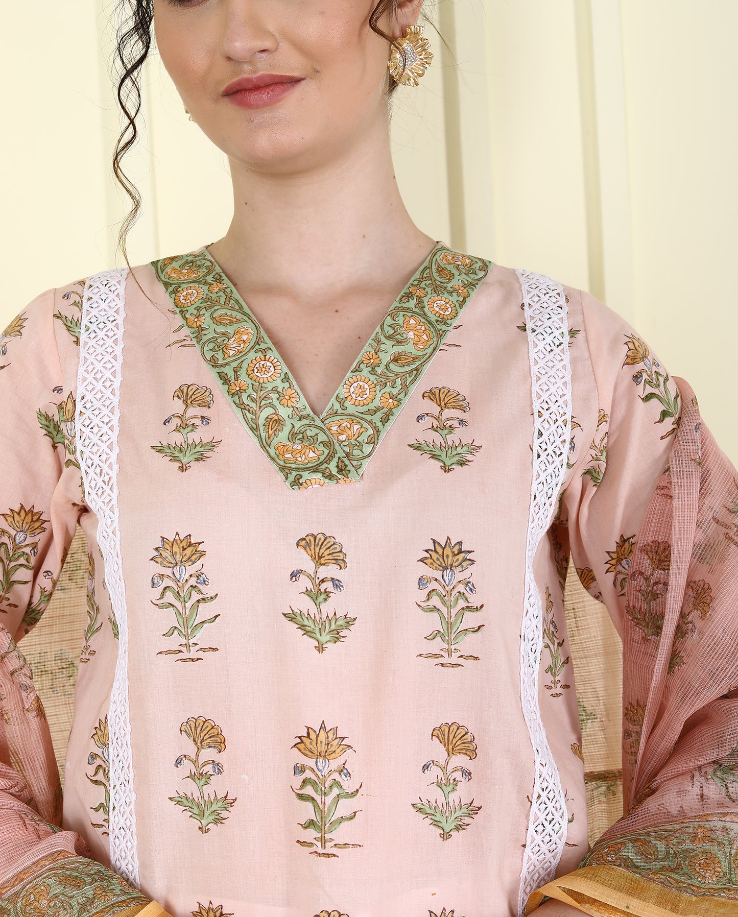 Cotton Mulmul Peach Colored Kurta UCK25014
