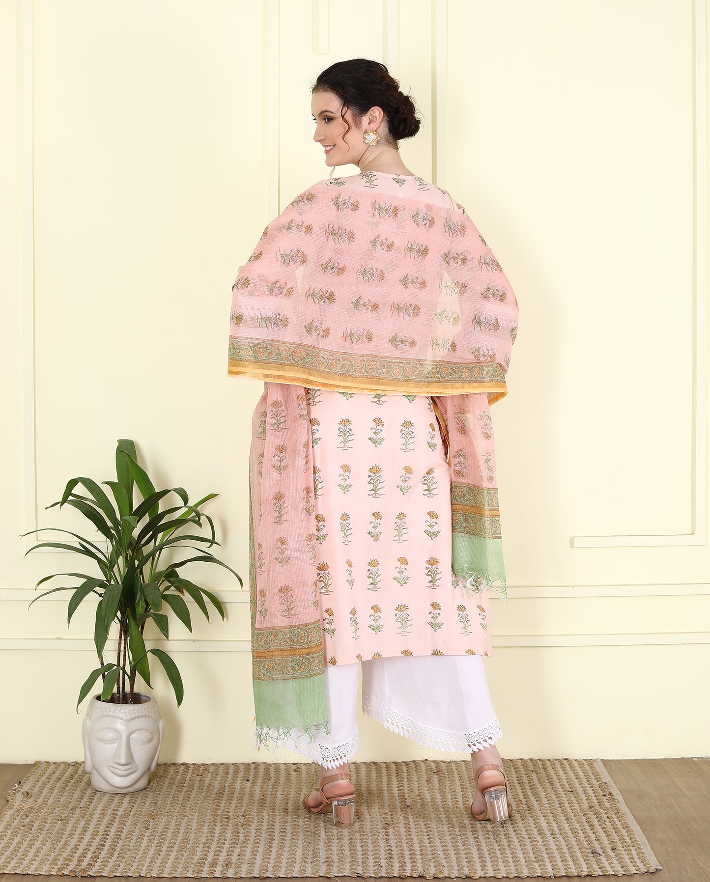 Cotton Mulmul Peach Colored Kurta UCK25014