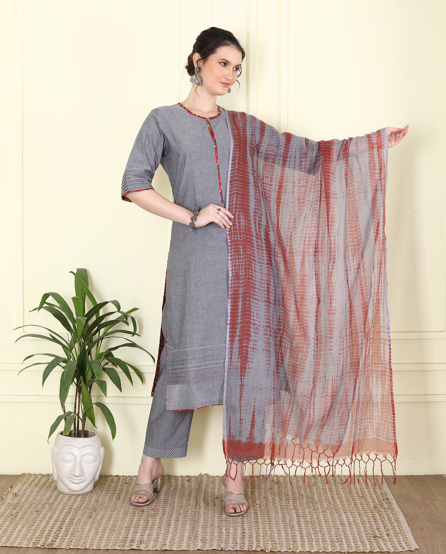Grey Chambray Cotton Kurta UCK25015