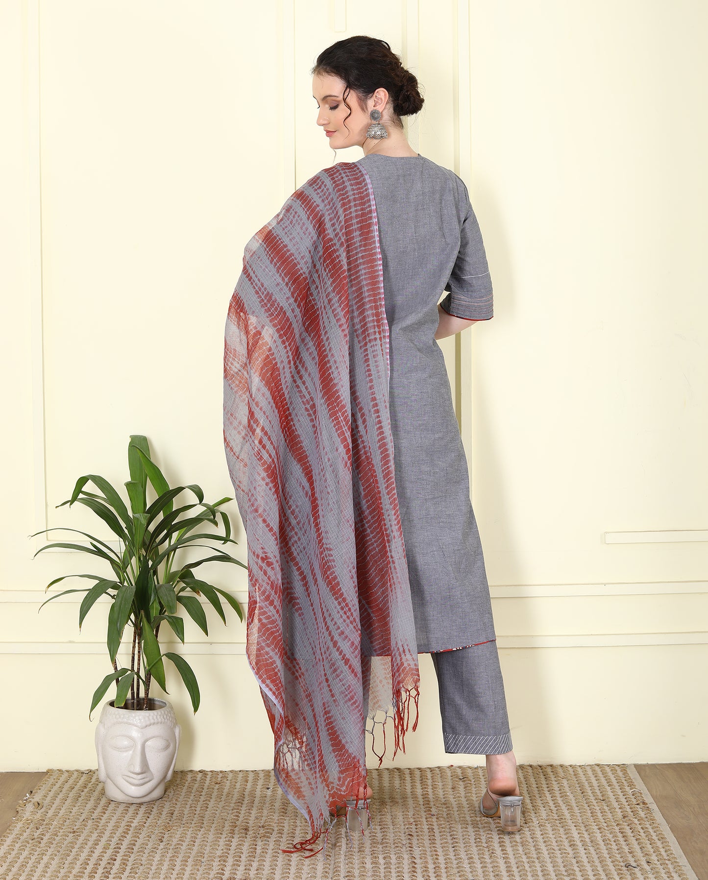 Grey Chambray Cotton Kurta UCK25015