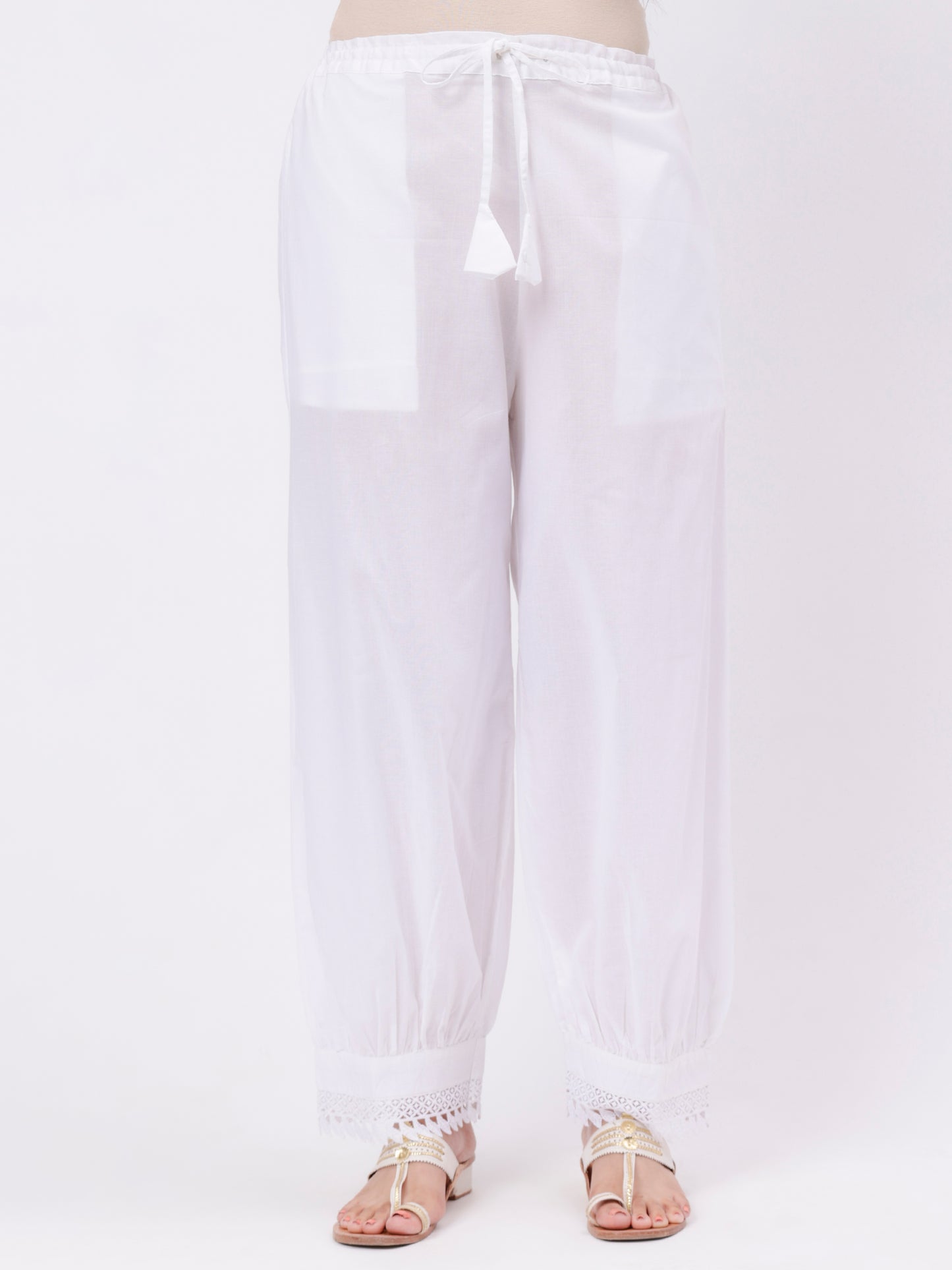 White Cotton Lace Pant