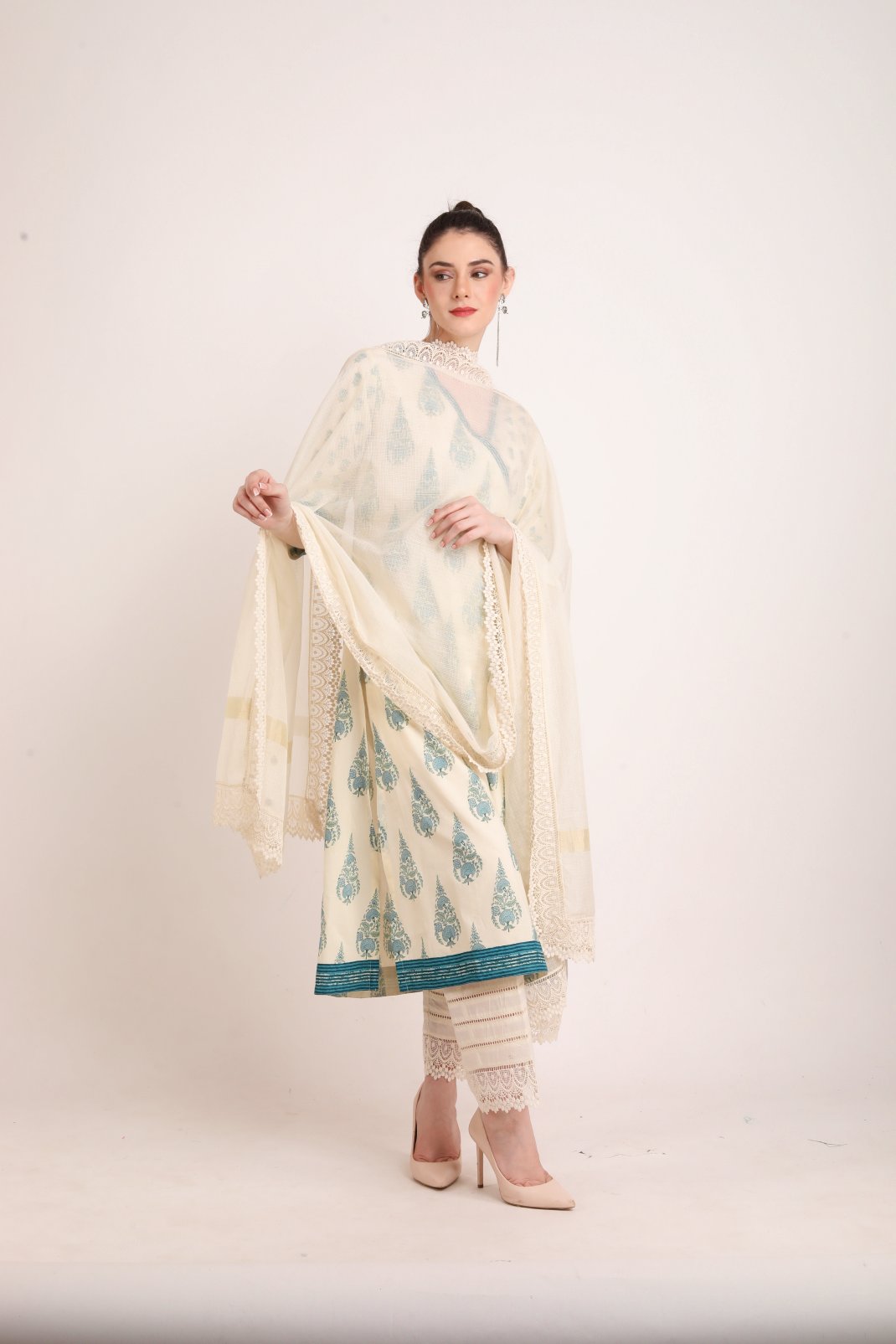 Paisley Teal Mix And Match Angrakha Kurta UCK22165