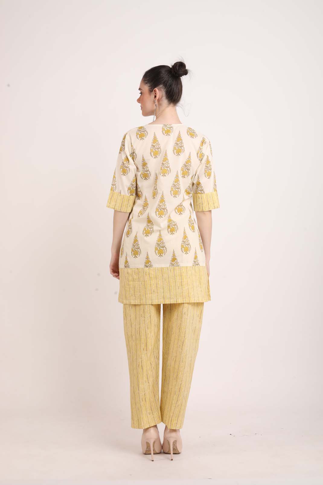 Lemon Yellow Paisley Print Summer Co-Ord Set UCEN22172