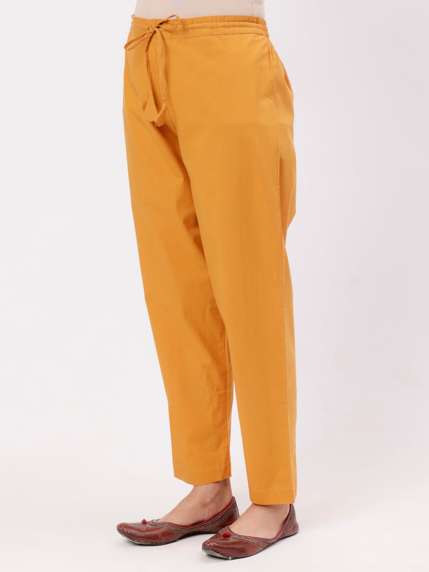 Mustard Cotton Straight Pant