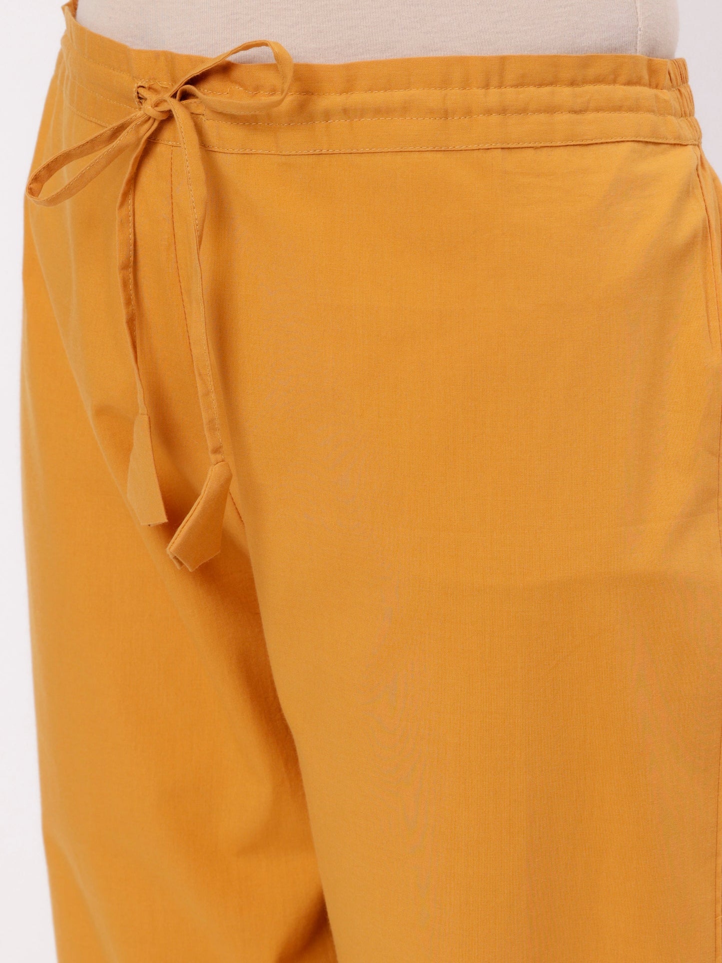 Mustard Cotton Straight Pant