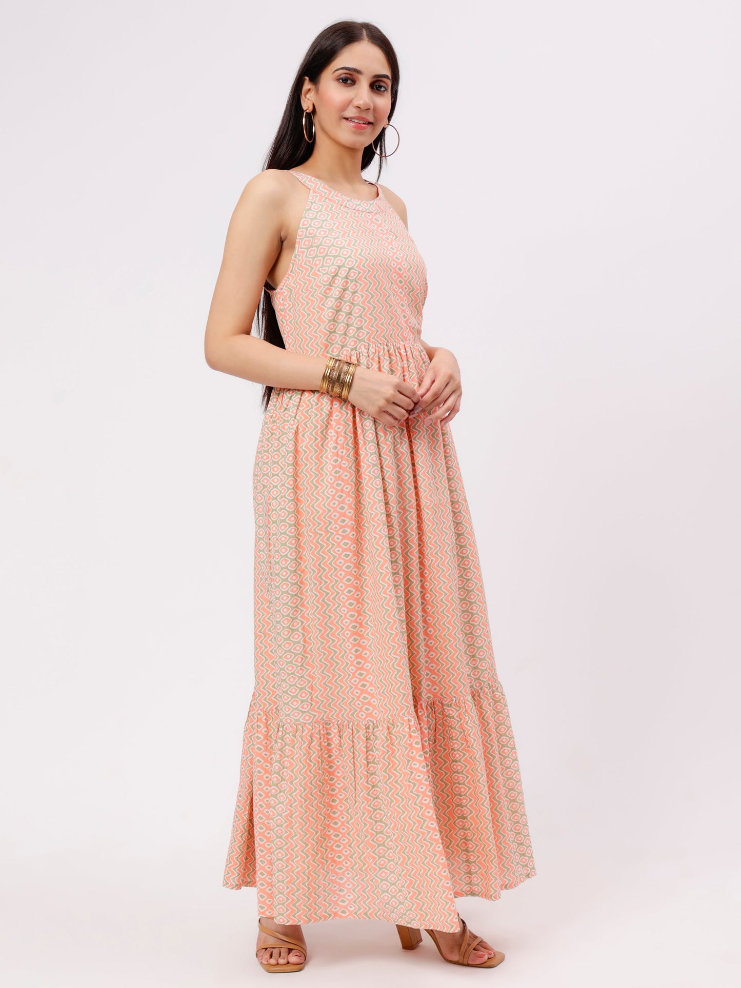 Peach Halter Dress UCD22184