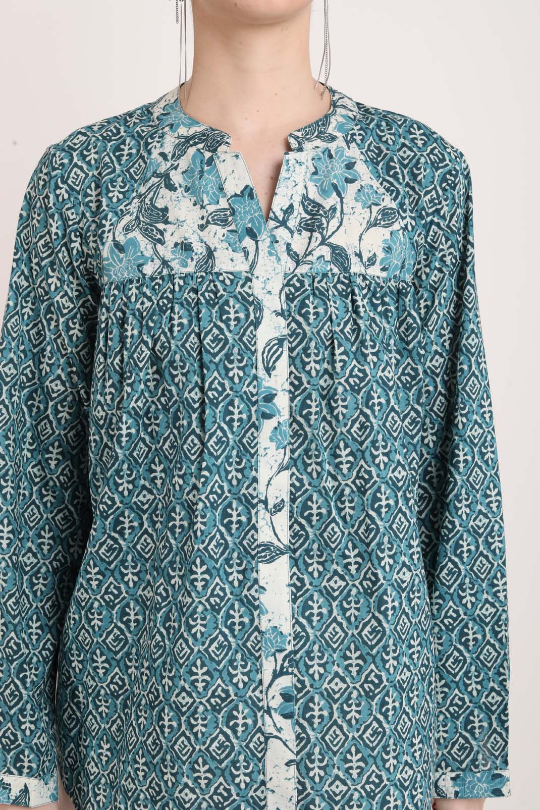 Teal Green Printed Top UCKS22175