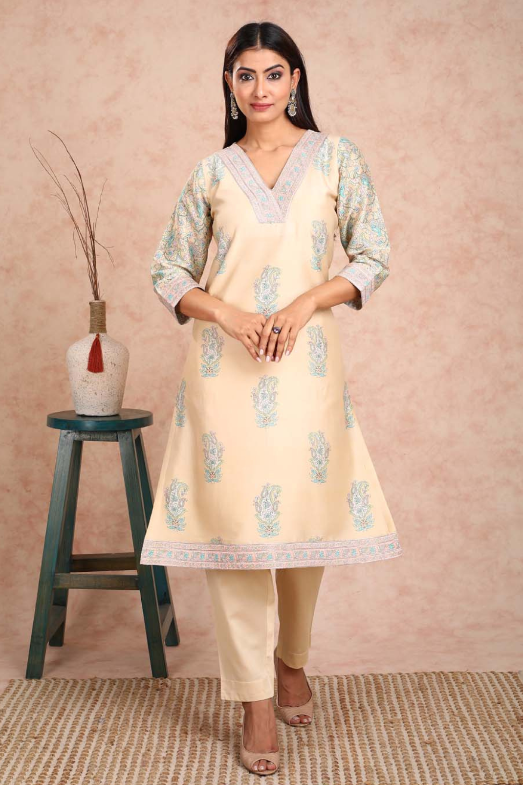 Ahilya Chanderi Paisley Print Kurta UCK22155