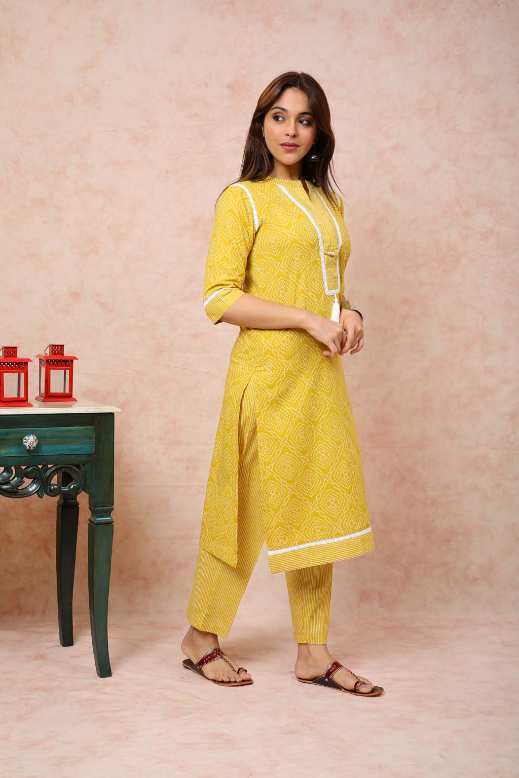 Lemon Bandhini Print Straight Kurta UCK22079