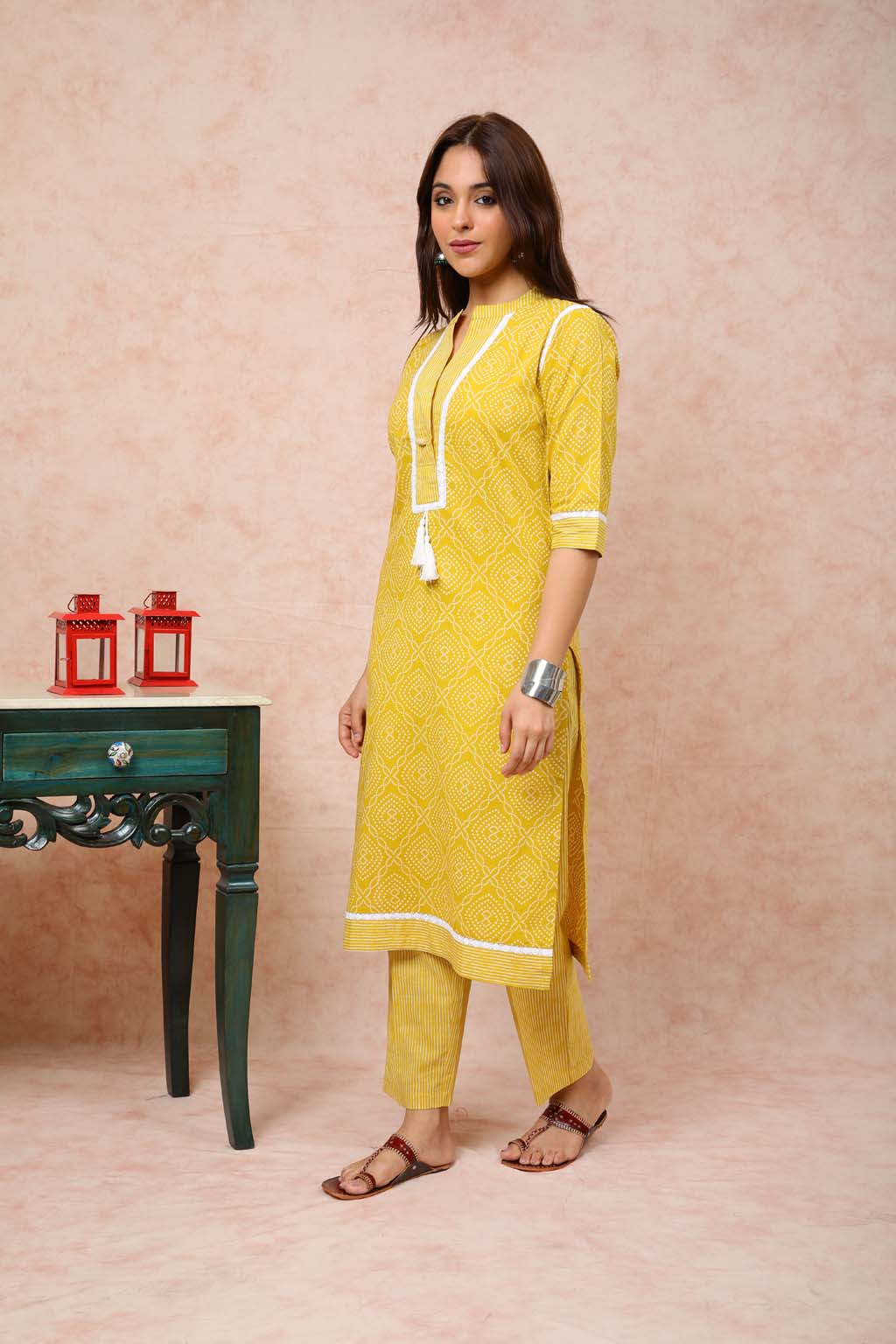 Lemon Bandhini Print Straight Kurta UCK22079