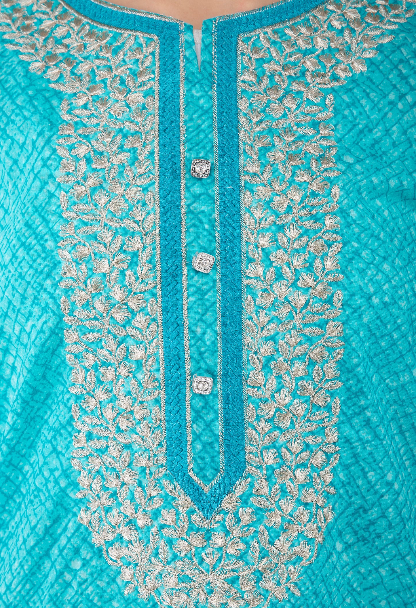 Turquoise Long ladies Kurta with Thread Embroidery JPL1171