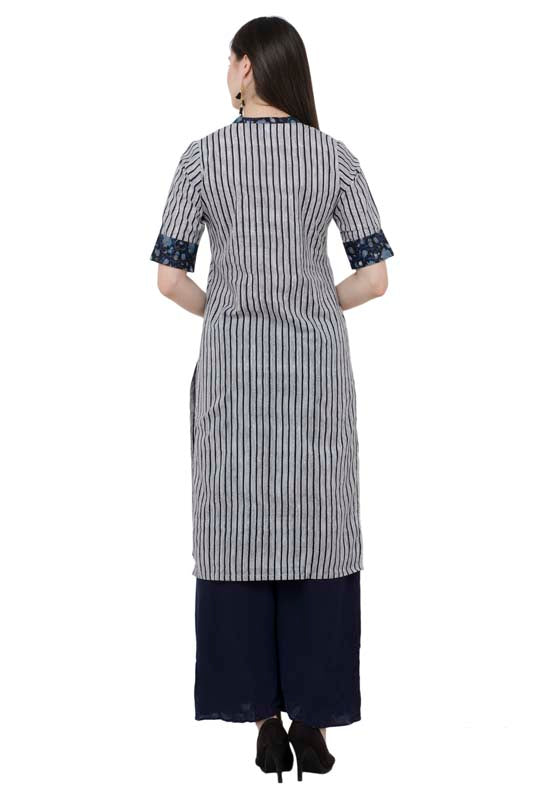 Inhabit Pure cotton Striped blue ladies Kurti JPL1175