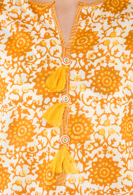 Mustard Color Floral Print short Kurti JPS2012