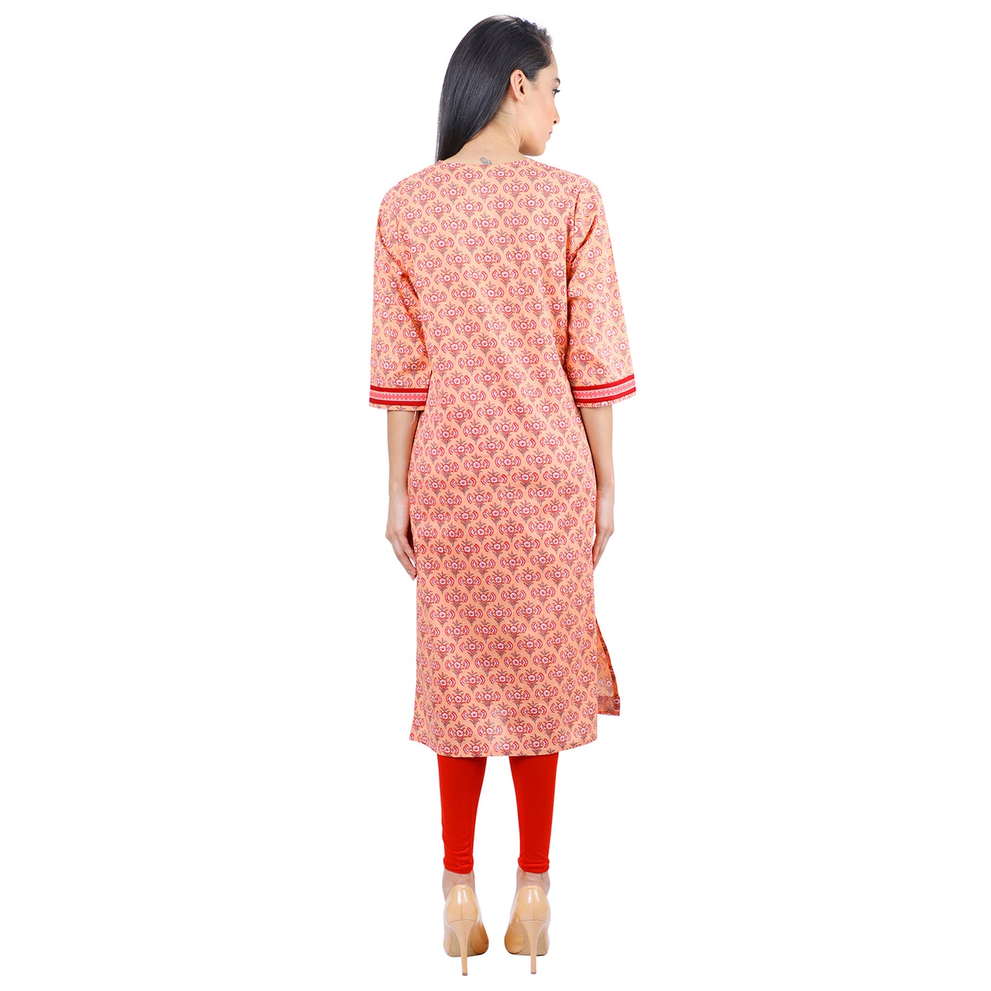 Work from Home Peach Jaipuri Print Kurti UCK22020