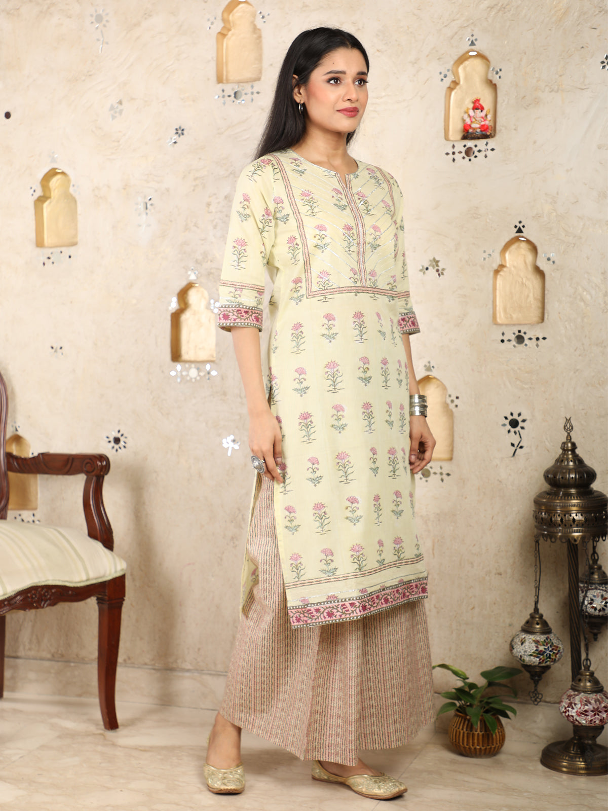 Lime Green Mulmul Kurta UCK22032