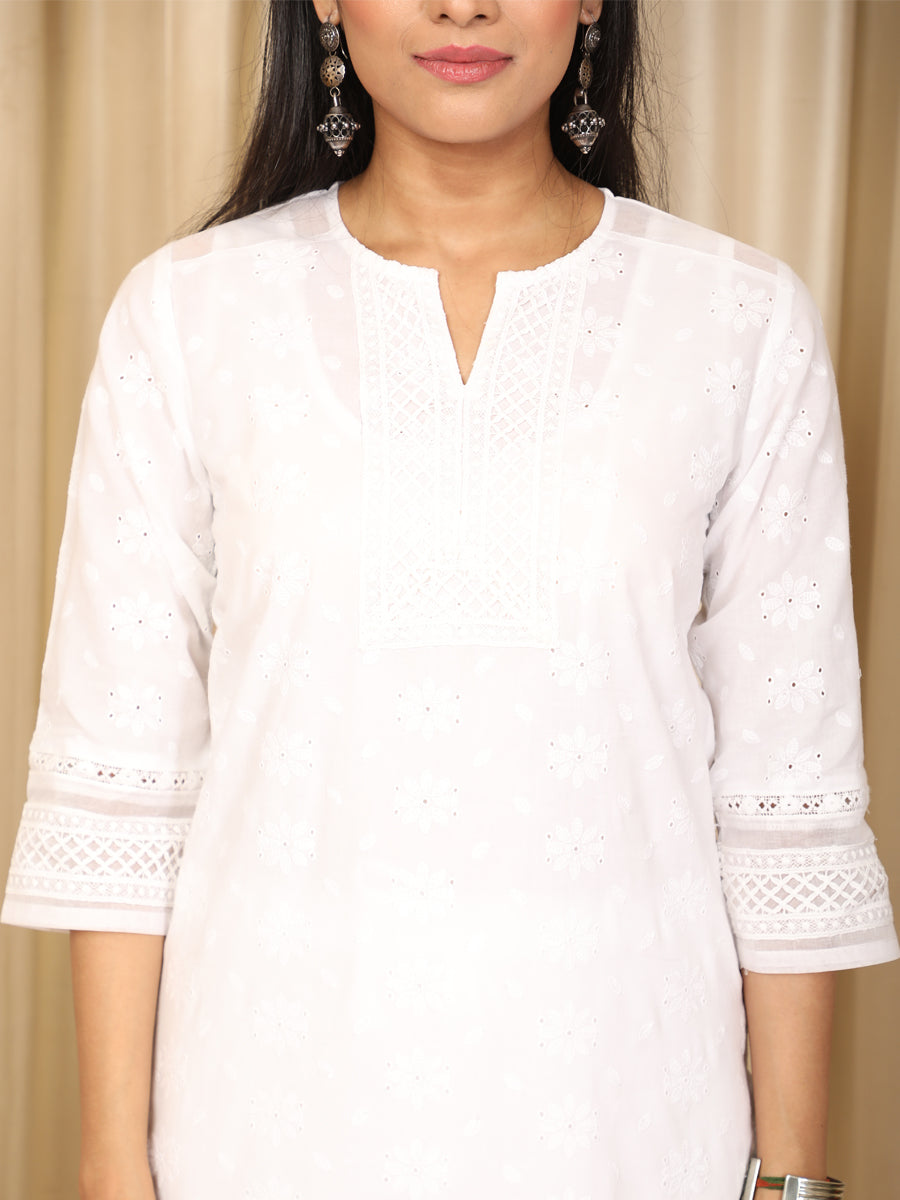 Pakeezah White Chikan Kurta UCK22074