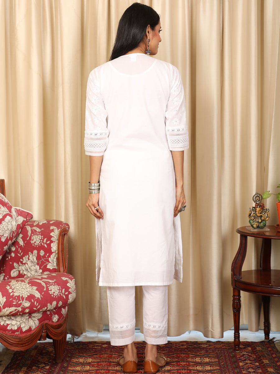 Pakeezah White Chikan Kurta UCK22074