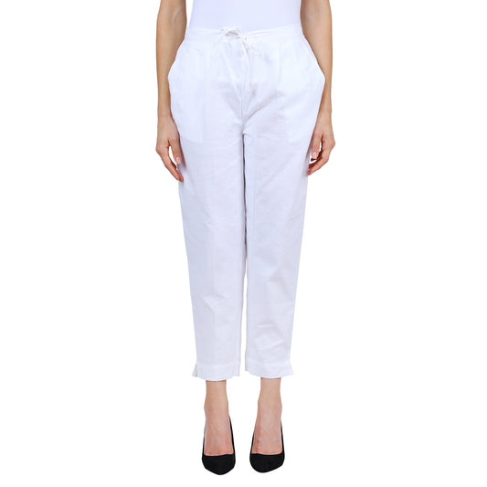 White Cotton Linen Trouser UP7024