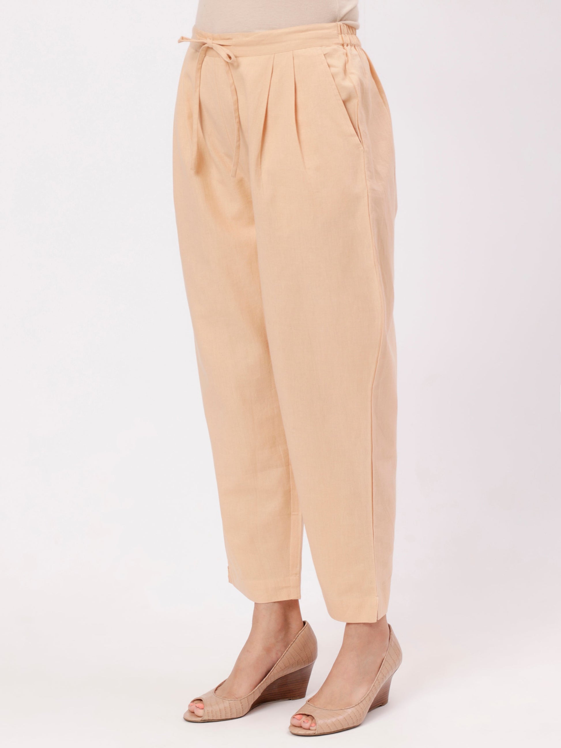 Beigh Cotton Straight Pant