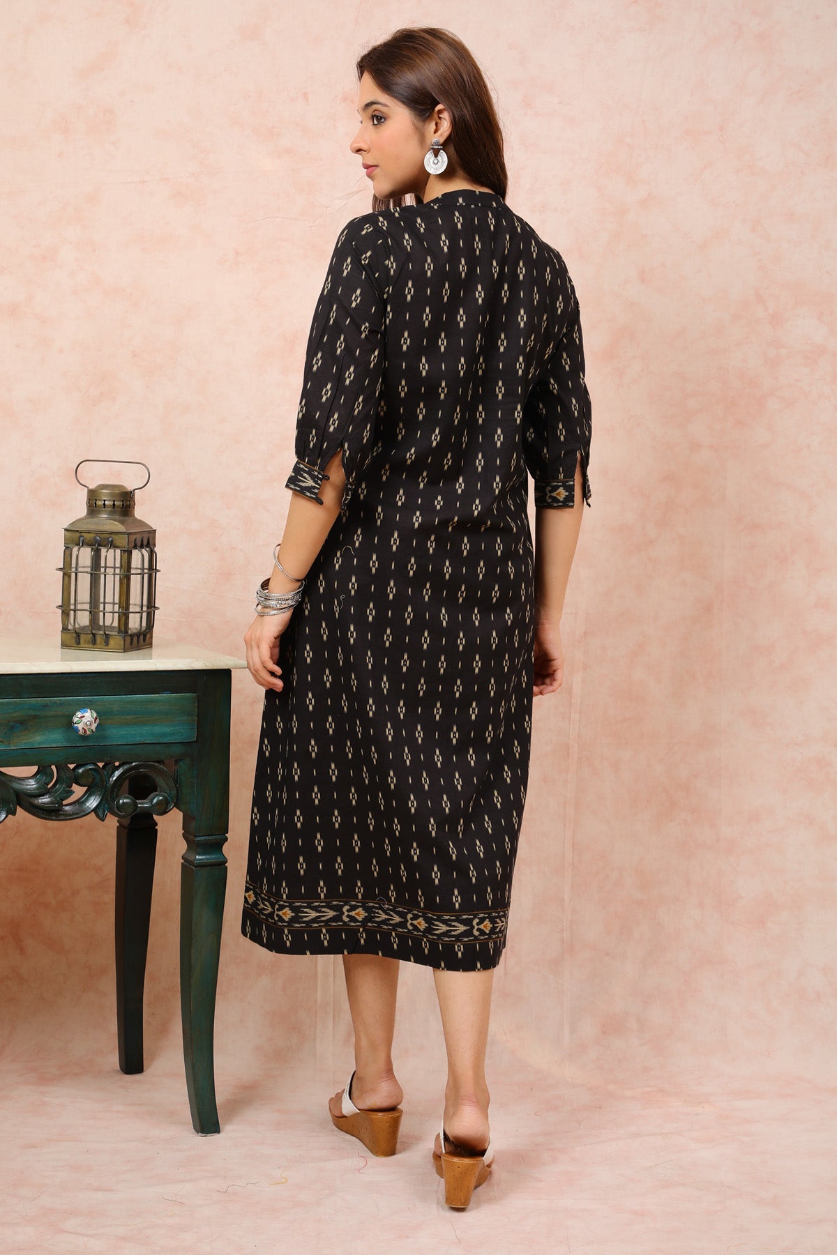 Black Ikkat Print Dress UCD22101