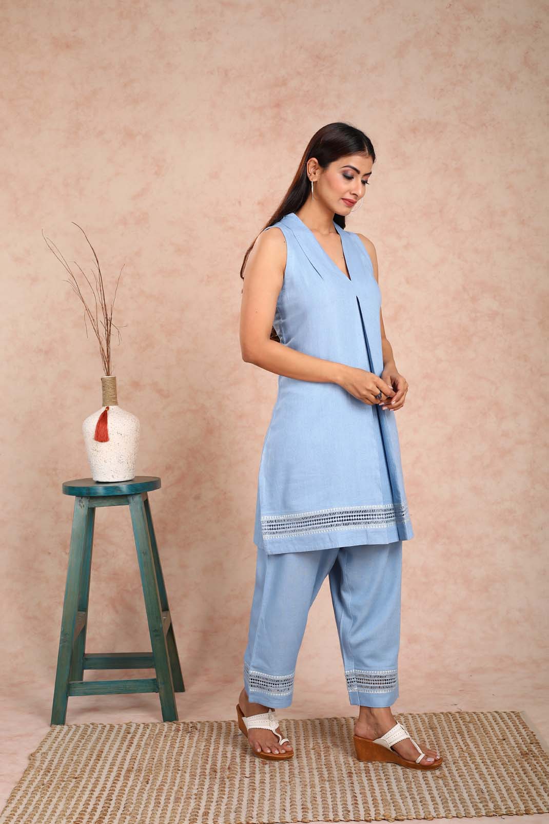Ethereal Powder Blue Linen Co-ord Set