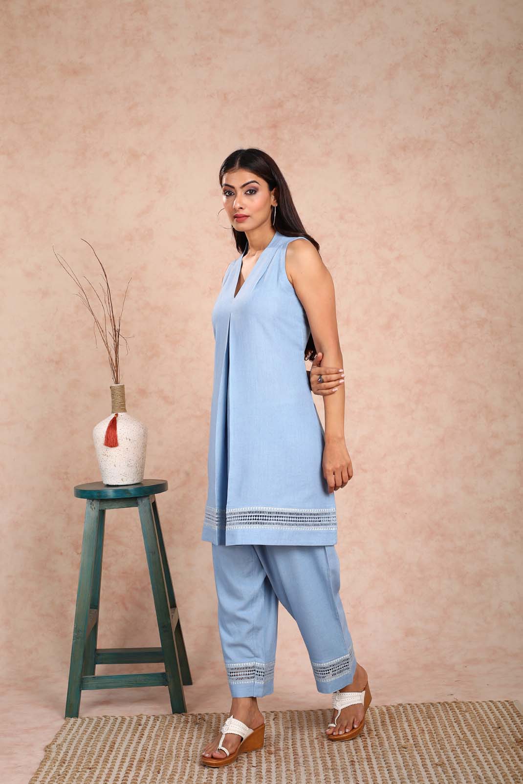 Ethereal Powder Blue Linen Co-ord Set