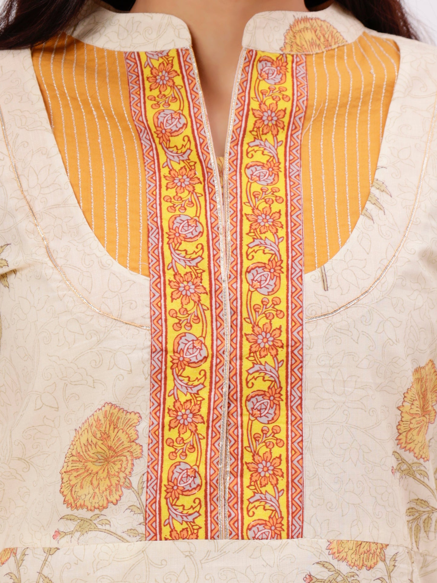 Mustard Ivory Printed Kurta