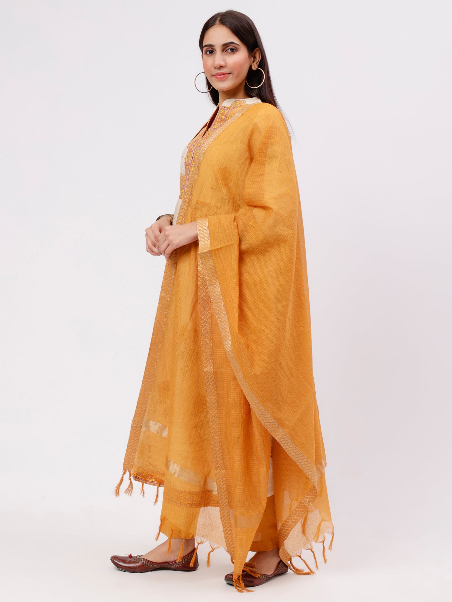 Mustard Ivory Printed Kurta