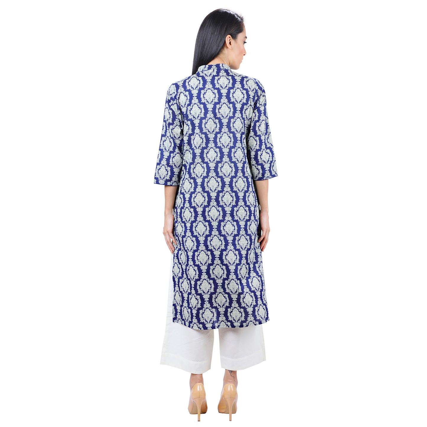 Manchurian Collar Blue Printed Kurti UCK22027