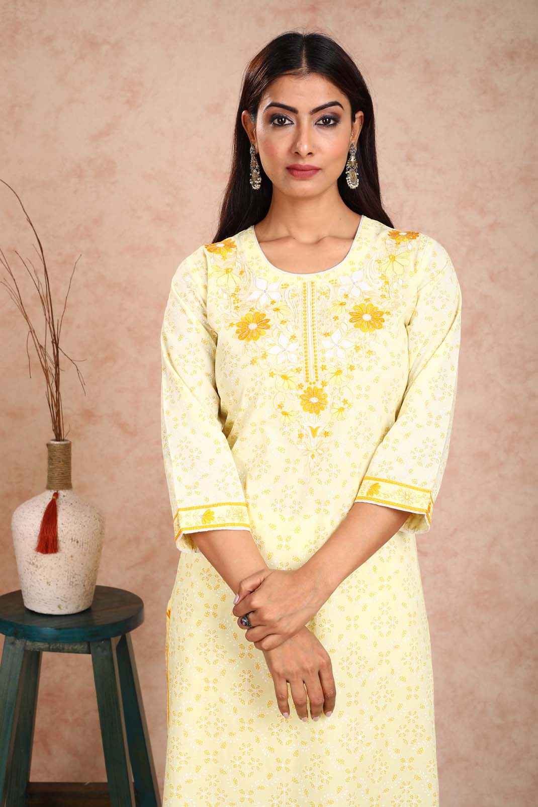 navi-nari-yellow-print-embroidered-neck-a-line-kurta-main-image